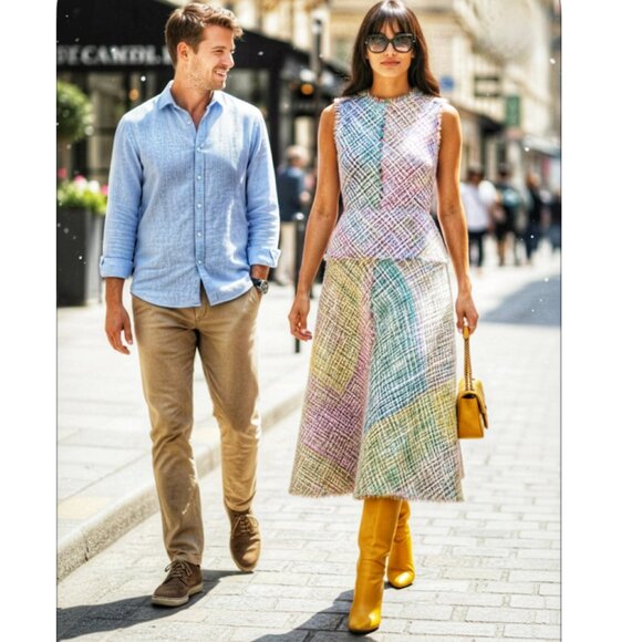 ESCADA TWEED MIDI DRESS SIZE 32D, XS/S US NEW - Picture 5 of 15